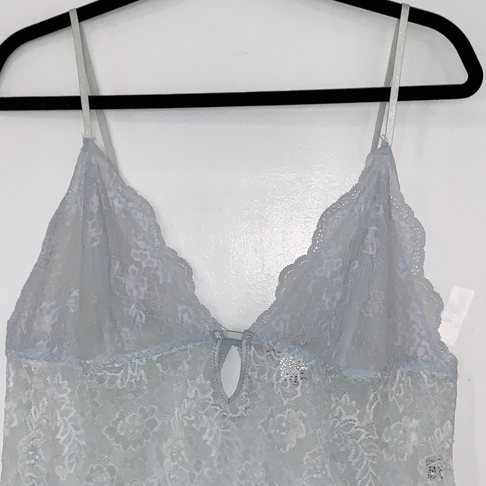 NWOT Linea Donatella Allover Lace Babydoll and Thong 2 Pc Set in Baby Blue XL - Picture 6 of 16
